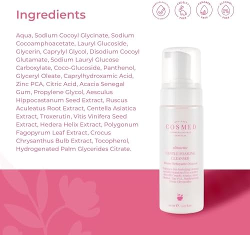 Cosmed Hassas ve Kızarıklığa Eğilimli Ciltler için Nazik Köpük Temizleyici - Yüz Temizleme Köpüğü 150 ml