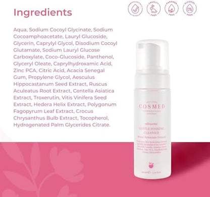 Cosmed Hassas ve Kızarıklığa Eğilimli Ciltler için Nazik Köpük Temizleyici - Yüz Temizleme Köpüğü 150 ml