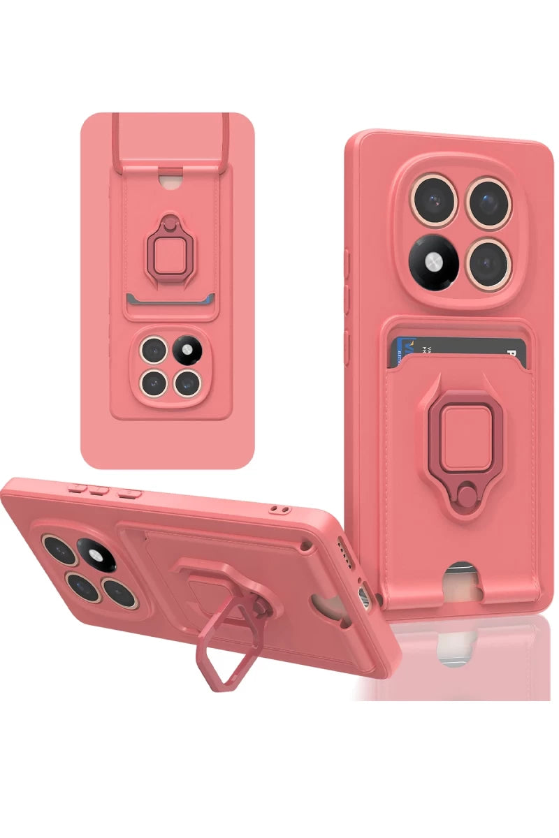 Xiaomi Redmi Note 14 Pro 5G Kılıf Zuma Kartvizitli Yüzüklü Silikon - Pembe
