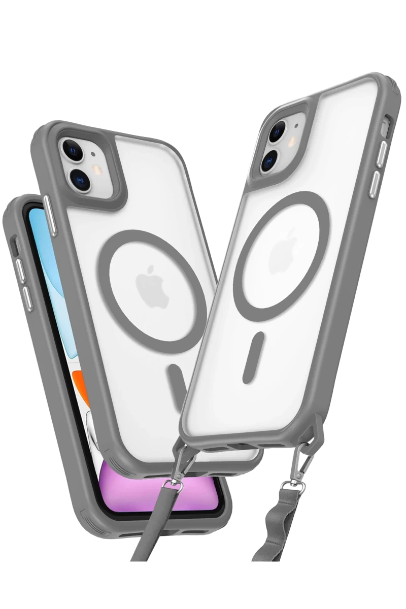 Apple iPhone 12 Kılıf Enka Magsafe Silikon Kılıf - Titan Gri