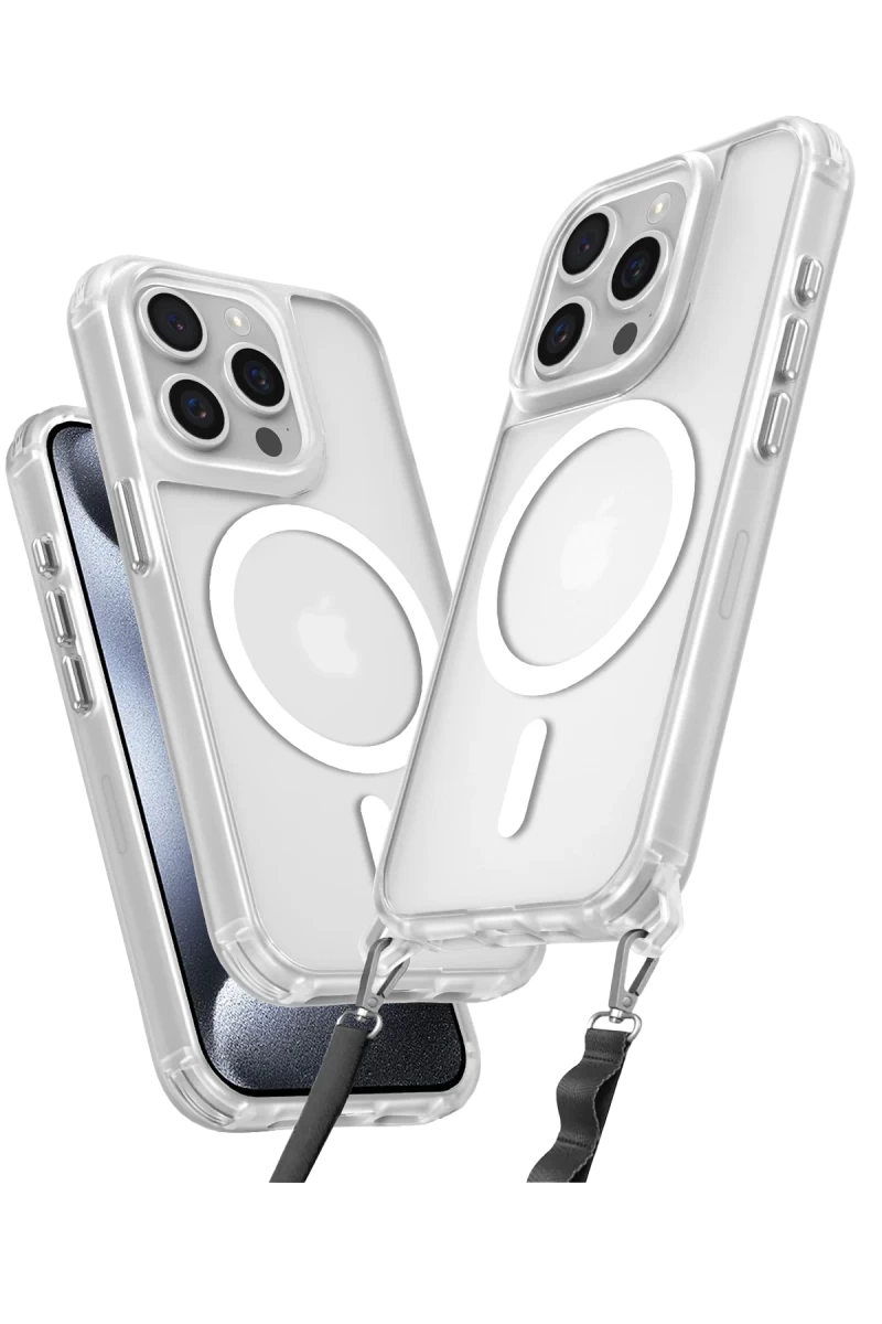 Apple iPhone 15 Pro Max Kılıf Enka Magsafe Silikon Kılıf - Şeffaf