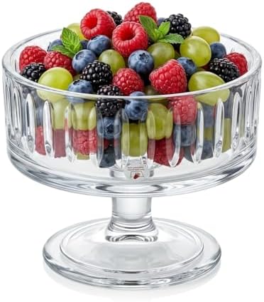 Pupa Model El Yapımı Ayaklı Cam Sunum Kasesi - Üfleme Cam Şeffaf Salata, Meyve ve Meze Kasesi (11.5x13.5 cm)