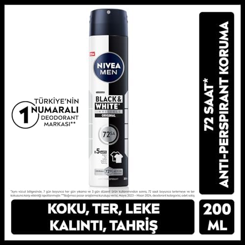 MEN Erkek Sprey Deodorant & Invisible Original 200 ml, 72 Saat Anti-perspirant Ter Koruması,Ekonomik Boy