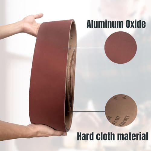 110170V 6 x 48 inç Zımpara Kayışları | 60 Grit Alüminyum Oksit Zımpara Kemeri | Taşınabilir Kayış Zımpara Makinesi için Premium Zımpara Kağıdı, 10'lu Paket