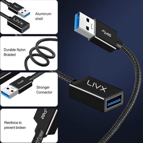 Rope 5Gbps Hızlı Veri Aktarımı USB 3.0 Erkek Dişi Uzatma Kablosu Halat Örgülü (3 Metre)