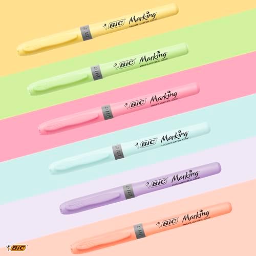 Intensity Highlighter Grip Pastel Marker Fosforlu Kalem 6'lı Blister, Su Bazlı Mürekkep, 6 Pastel Renk, Kauçuk Tutaçlı