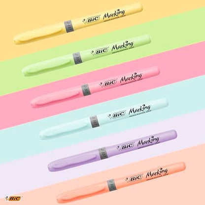 Intensity Highlighter Grip Pastel Marker Fosforlu Kalem 6'lı Blister, Su Bazlı Mürekkep, 6 Pastel Renk, Kauçuk Tutaçlı