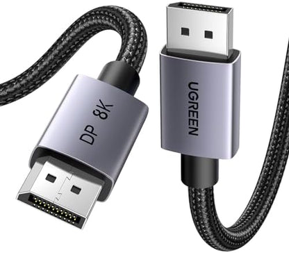 8K Displayport kablosu 1.4 8K 60Hz 4K 240Hz, VESA sertifikalı, PC, HDTV, monitör, grafik kartı için HDR, FreeSync, G-Sync, DSC 1.2, HDCP 2.2 ile uyumlu alüminyum DP kablosu 32,4 Gbps (3M)
