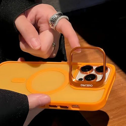 iPhone 14 Pro Max ile uyumlu Kamera Lens Aparatlı Stand Olabilen Magsafe ile uyumlu Kamera Korumalı Şeffaf Full Color Magnetic Wireless Telefon Kılıfı (Derin Mor, iPhone 14 Pro Max)