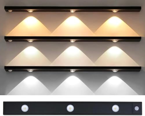 Akasya Sensörlü Şarjlı Kabin Altı LED Aydınlatma, HeroLed 40cm Ultra Slim Siyah, 3 Farklı Işık Rengi (Gün Işığı/Ilık Beyaz/Beyaz), Kademesiz Dimmerli, Mıknatıslı, Mutfak, Gardırop, Gece Lambası