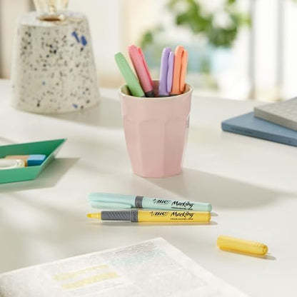 Intensity Highlighter Grip Pastel Marker Fosforlu Kalem 6'lı Blister, Su Bazlı Mürekkep, 6 Pastel Renk, Kauçuk Tutaçlı