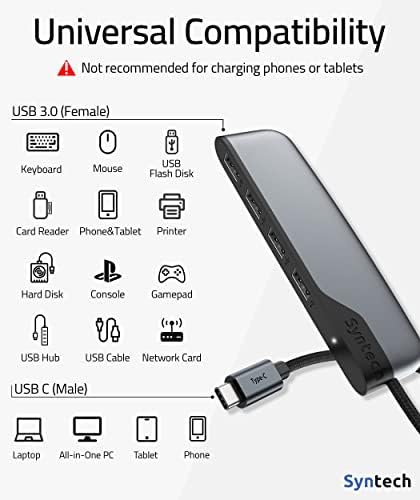 USB C - USB Hub 4 Bağlantı Noktası, Tip C - USB 3.0 Hub, USB C - USB Adaptörü (USB 2.0), Thunderbolt 3 - USB Hub Thunderbolt 4 MacBook Pro, iPad Pro, iMac, Surface ile Uyumlu