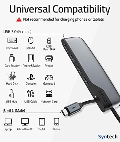 USB C - USB Hub 4 Bağlantı Noktası, Tip C - USB 3.0 Hub, USB C - USB Adaptörü (USB 2.0), Thunderbolt 3 - USB Hub Thunderbolt 4 MacBook Pro, iPad Pro, iMac, Surface ile Uyumlu