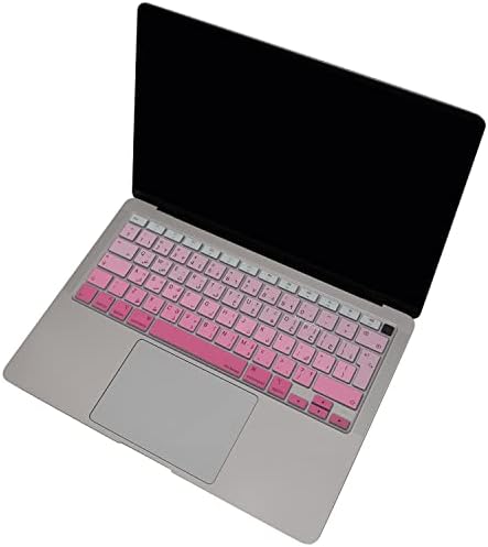 MacBook Air 13 Arapça Klavye Koruyucu A1932 A2179 A2337 M1 | UK ISO Ters L Enter Uyumlu | Arabic Keyboard Cover Touch ID Pembe Pembe