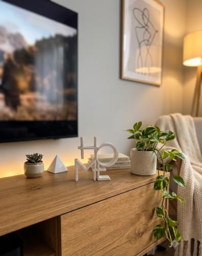 HOME Yazılı 3D Baskı Dekoratif Heykel – Modern Ev Dekor Aksesuarı, Benzersiz Tasarım Beyaz