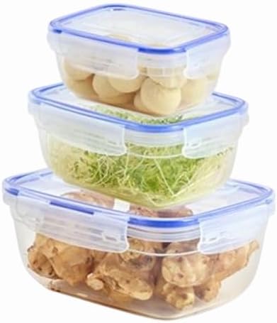 Lock & Fresh 3'lü Saklama Kabı Seti (400-800-1400 ml) - Hava Geçirmez, 4 Kilitli, Silikon Contalı, Modüler ve Yerden Tasarruflu Gıda Saklama Kabı