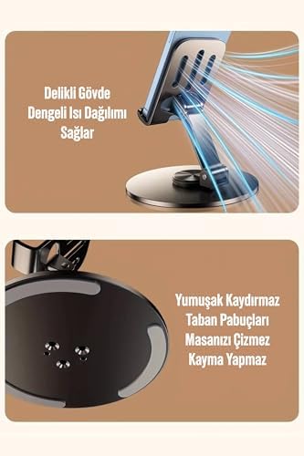 Telvesse Yüksek Kalite Metal Katlanabilir 360 Dönen Ayarlı Telefon Tutucu Masaüstü Telefon Tablet Standı S013