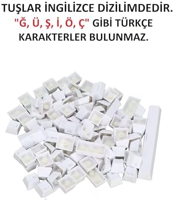 SPELT 108 Tuş Universal Renkli Mekanik Klavye Tuş Takımı Kapağı Keycap Beyaz İngilizce Dizilimli