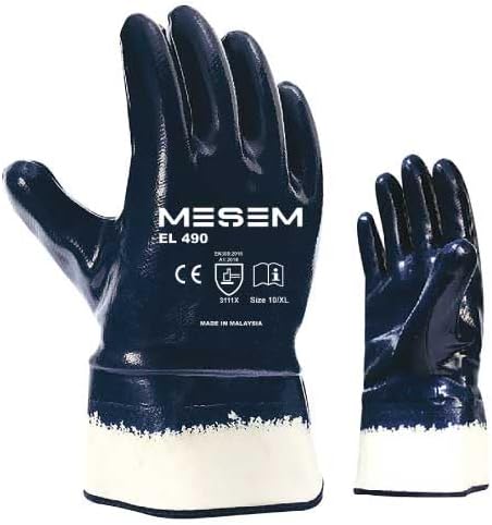 Meşem EL490 Petrolcü Eldiveni, Lacivert, Nitril Kaplı, XL Beden