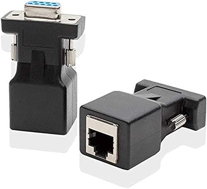 4349 30 m Rs232 To Rj45 9 Pin Ethernet Adaptör Ekleme Ek Uzatıcı Cat5e 6 Extender Çevirici Dönüştürücü