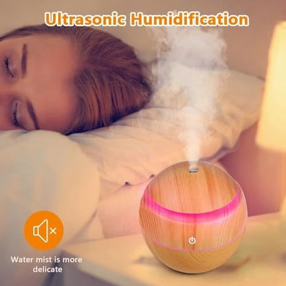 130 ml Hava Nemlendirici, Uçucu Yağ Aromaterapi Makinesi, Ev, Yatak Odası ve Ofis için Yedi Renkli Işık ile Aroma Hava Difüzörü (Koyu Kahve)