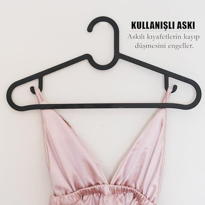 Plastik Slim Askı, Elbise Askısı, Siyah Askı (Standart, Adet, 10)
