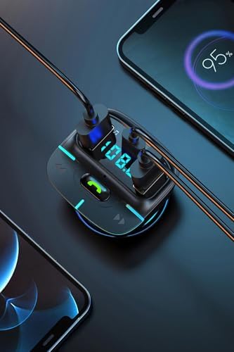 PDAteknoloj F9 Araç Fm Transmitter 5.3 Bluetooth Araç Kiti Usb Type-C Hızlı Şarj Çıkışlı Çakmaklık Girişli (F9)