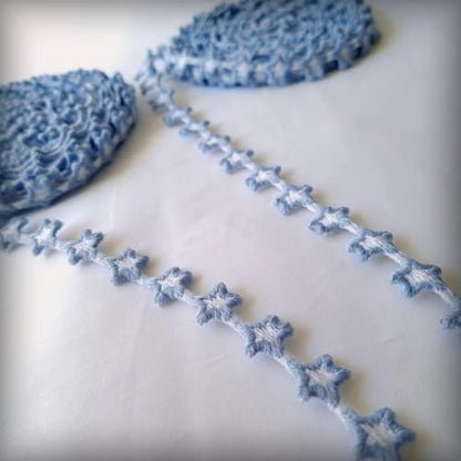 Yıldızlı Nakış Kurdele Seti - Tekstil Sanat hobisi (Mavi)