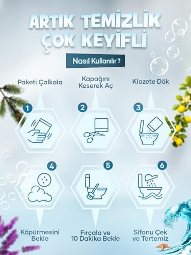 Klozet Tuvalet WC Temizleyici, 1 Kutuda 4 Paket (300g), Aktif Köpüklü, Doğa Dostu, Limon