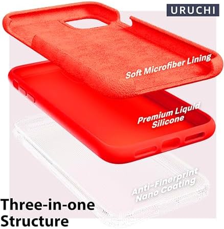 Apple iPhone 11 Kılıf 6.1 ile Uyumlu, İnce Sıvı Silikon 3 Katmanlı Tam Kaplamalı Yumuşak Jel Kauçuk Kılıf Kapak 6.1 inç, Scarlet Kırmızısı