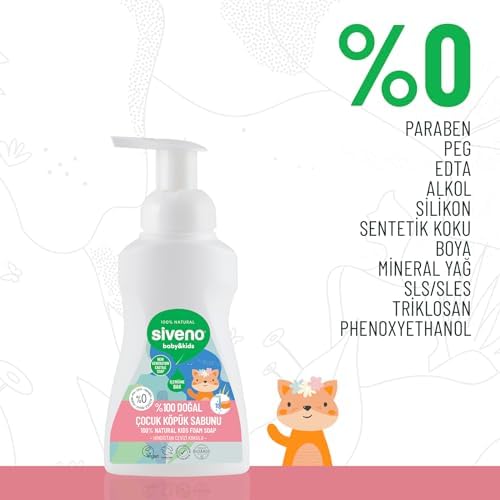 Siveno%100 Doğal Zeytinyağlı Çocuk Köpük Kastil Sabun Yoğun Nemlendirici Arındırıcı Bitkisel Vegan 250 ml