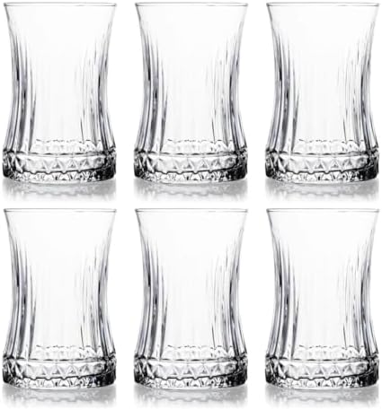 6’lı Desenli Cam Çay Bardağı Seti – 160 ml İnce Belli Modern Tasarım – Isıya Dayanıklı Cam Bardak – Şık ve Zarif Sunum İçin Çay ve Kahve Bardağı