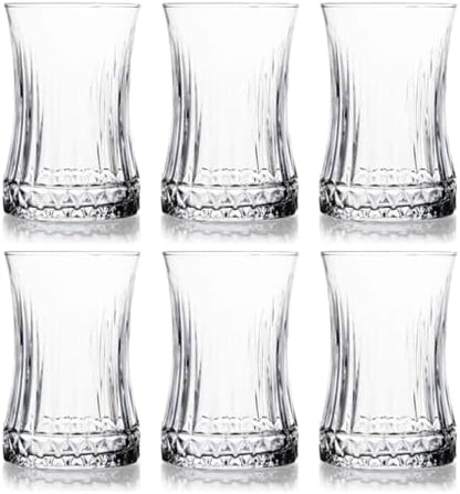 6’lı Desenli Cam Çay Bardağı Seti – 160 ml İnce Belli Modern Tasarım – Isıya Dayanıklı Cam Bardak – Şık ve Zarif Sunum İçin Çay ve Kahve Bardağı