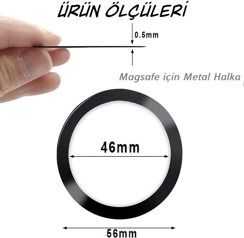 Power Metal Magsafe Halka Yüzük Ring iPhone 8 ve Üstü Model ile Uyumlu Siyah LVRNG