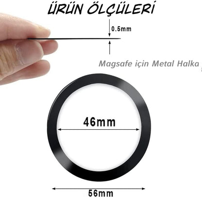 Power Metal Magsafe Halka Yüzük Ring iPhone 8 ve Üstü Model ile Uyumlu Siyah LVRNG