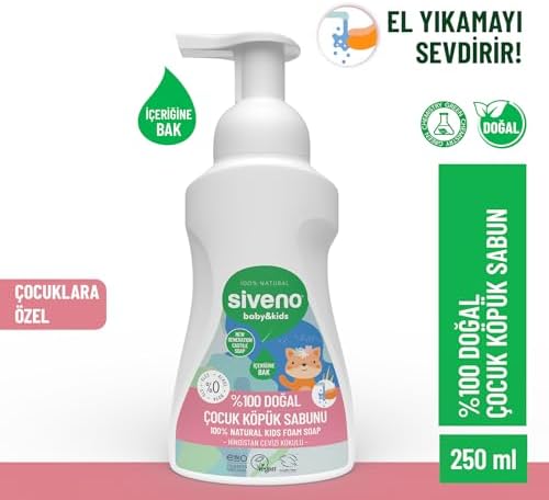 Siveno%100 Doğal Zeytinyağlı Çocuk Köpük Kastil Sabun Yoğun Nemlendirici Arındırıcı Bitkisel Vegan 250 ml