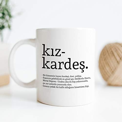 Kız Kardeş Kelime Anlamlı Baskılı Kupa Bardak Kahve Bardağı Kız Kardeşe Özel Tasarım Hediye 107226