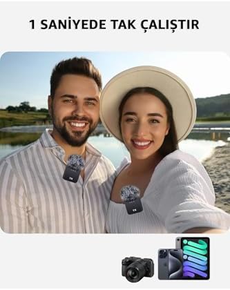 ROBEVE İkili Kablosuz Yaka Mikrofonu Type C Android iPhone Uyumlu Canlı Yayın Ses Video Mikrofonu