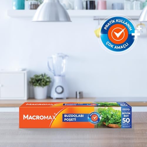 Buzdolabı Poşeti Büyük Boy 50 Adet (30x45 cm), Geniş Hacimli Saklama ve Dondurucu Poşeti