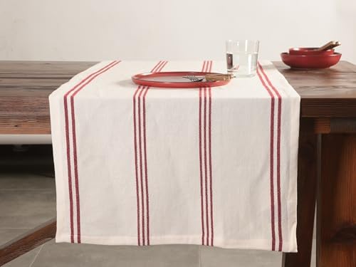 Chantilly Kırmızı Çizgili Pamuk Runner 50x150cm