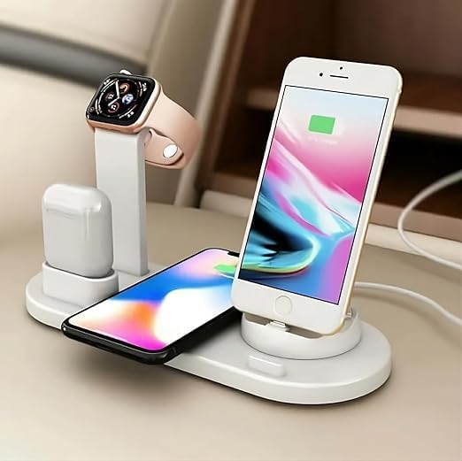 KAMA 4'ü 1 arada Kablosuz Hızlı Şarj İstasyonu: iPhone 15-12 Pro Max, Apple Watch, AirPods ve Android Telefonlar için Hızlı Şarj, Zahmetsiz Şarj Deneyimi