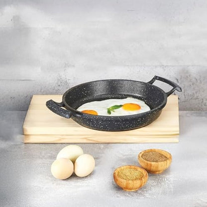 2'li Granit Alüminyum Döküm Sahan Seti | Yapışmaz Yumurta & Kızartma Tavası | Granit Omlet Tavası (18cm + 20cm) | Eşit Isı Dağılımı ve Dayanıklı (18CM 1 ADET)