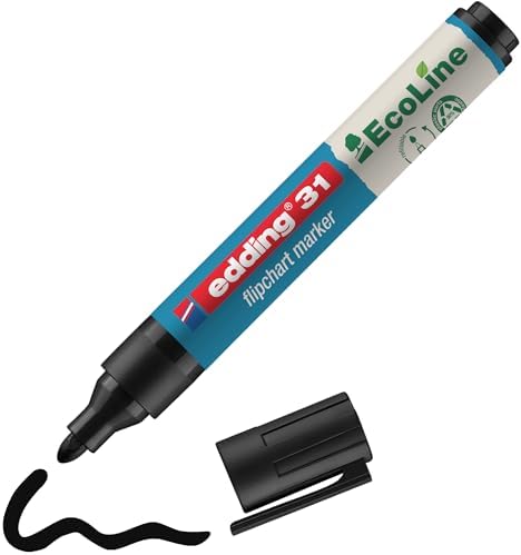 Edding Flipchartmarker 31 EcoLine, yeniden doldurulabilir, 1,5 – 3 mm, siyah