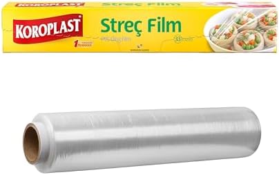 Streç Film 33 metre, Şeffaf Gıda Saklama Streci BPA İçermez, Koku Hapsi, Kapak Görevi Gören Pratik Kullanım, Taze Kahvaltılık, Yemek, Meyve ve Sebze Saklama için Kullan At Streç Film 33 mt