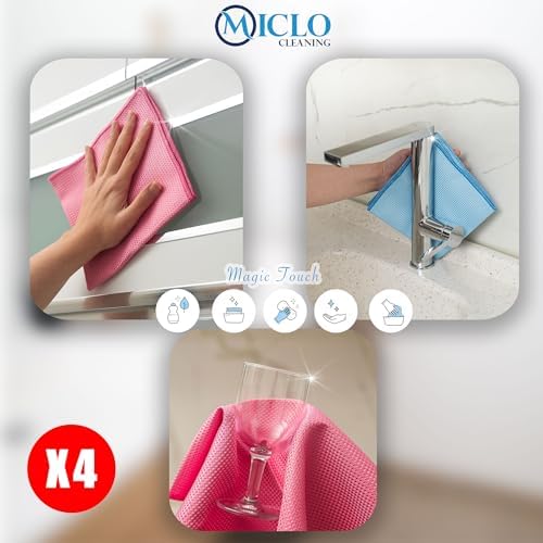 Mikrofiber Süper Sihirli Bez, Kurulama Bezi, iz bırakmayan Bez, Mutfak, Banyo | 40x40cm | Cam ve Ayna Bezi | x4 Adet