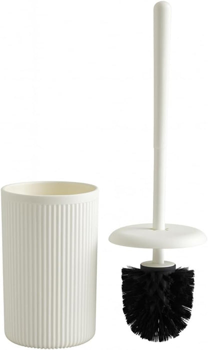 Beyaz-Siyah-Bej Çizgili Lüks Tuvalet Fırçası Seti – 30 cm Uzunluk | Modern, Şık ve Dayanıklı Banyo Aksesuarı | Kaymaz, Hijyenik Tasarım (Beyaz)