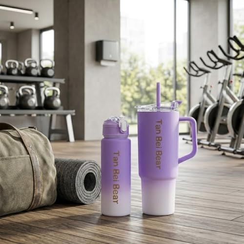 2’li Matara ve Pipetli Mug Bardak Seti – 900 ml Spor Suluk + 1500 ml Pipetli Termal Mug Bardak, Günlük Kullanım İçin İçecek Seti