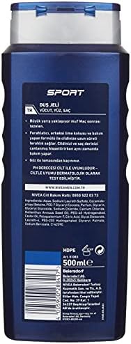 MEN Erkek Sports Duş Jeli, 500 ml, 3ü 1 Arada Kullanım, Vücut, Yüz ve Saç, 24 Saat Ferahlık, Enerji Veren Koku