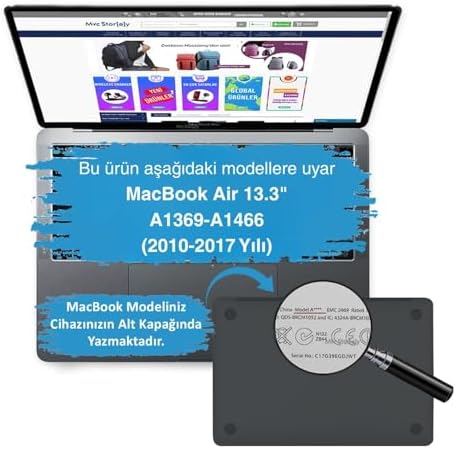 Macbook Air Kılıf 13 inç Deri Leat01 Eski USB Girişli Model 2010-2017 A1369 A1466 ile Uyumlu Lacivert