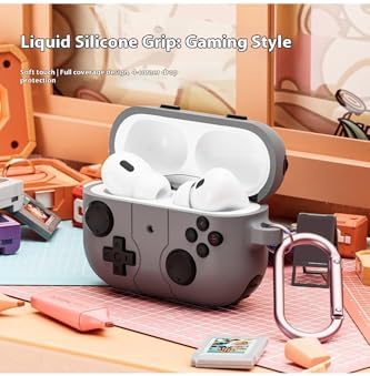 CaseOnn Kılıf Retro GamePad Siyah Siyah Galaxy Buds 3 Pro ile uyumlu